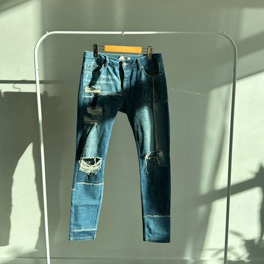 Topman Sterch Skinny Ripped Jeans